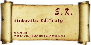 Sinkovits Károly névjegykártya