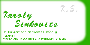 karoly sinkovits business card